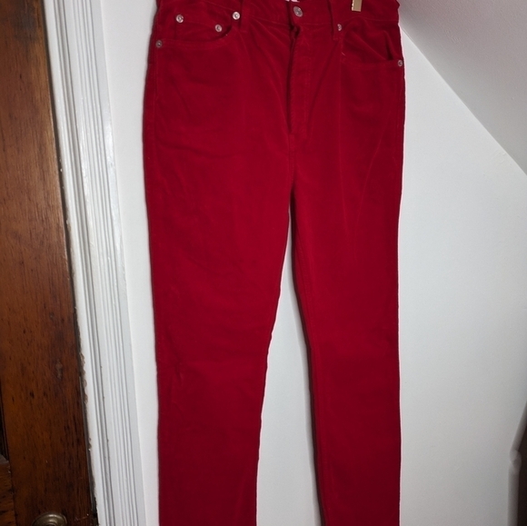 RE/DONE Cropped High-rise Stretch-velvet Skinny Pants In Red Size 30 - Picture 11 of 11